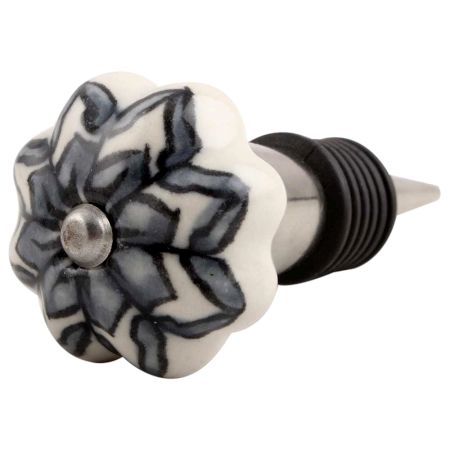 Grey Dahlia Medium Ceramic Wine Stopper